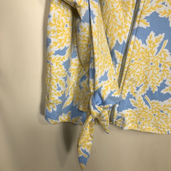 Crown & Ivy Blue Yellow Floral Cotton Spandex Hoodie Size Medium Nwt - Picture 4 of 7